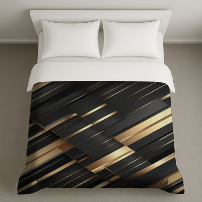 Housses de couette à rayures noires et dorées