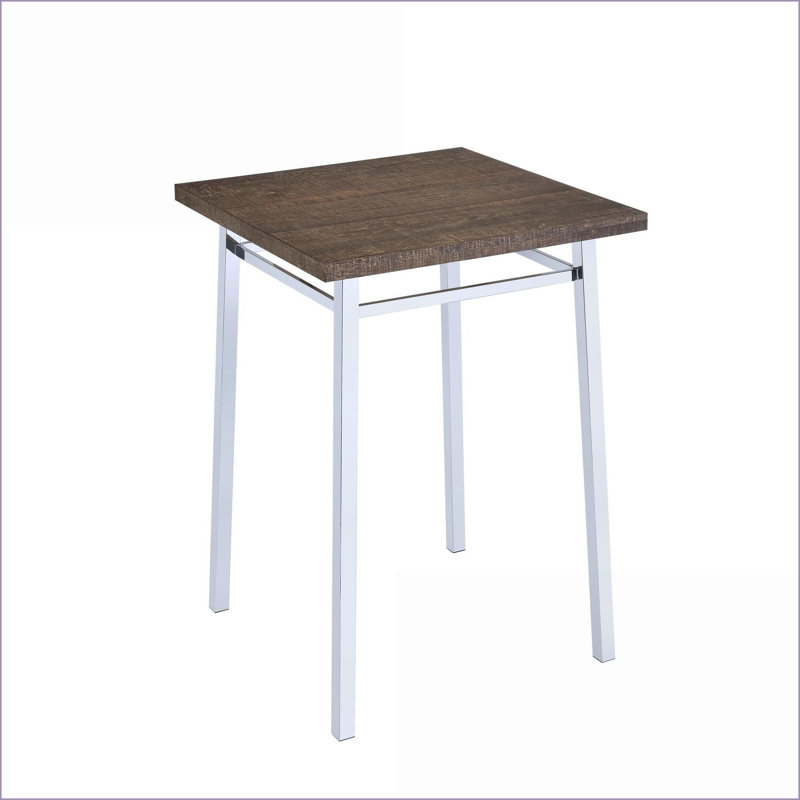 Table de bar carrée en chêne et chrome Modern Modern