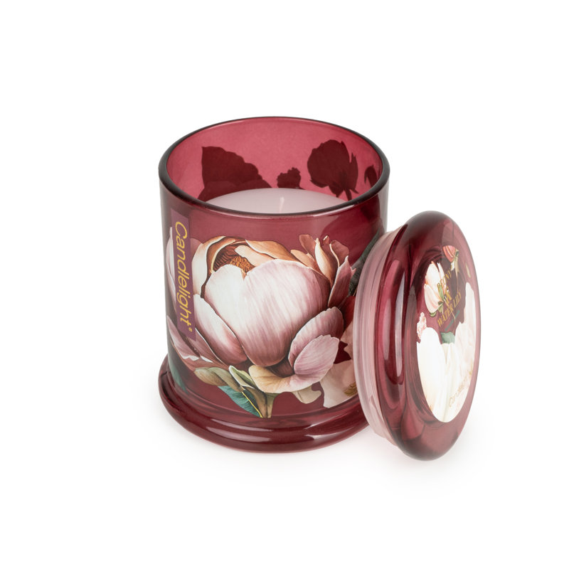 Plant / Floral Jar Candle with Glass Holder