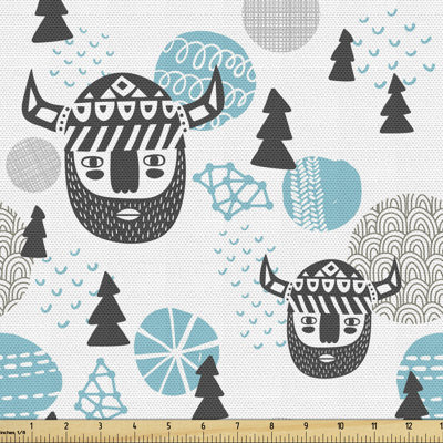 Chelese Viking Faces and Northern Woodland Multi-Purpose Fabric