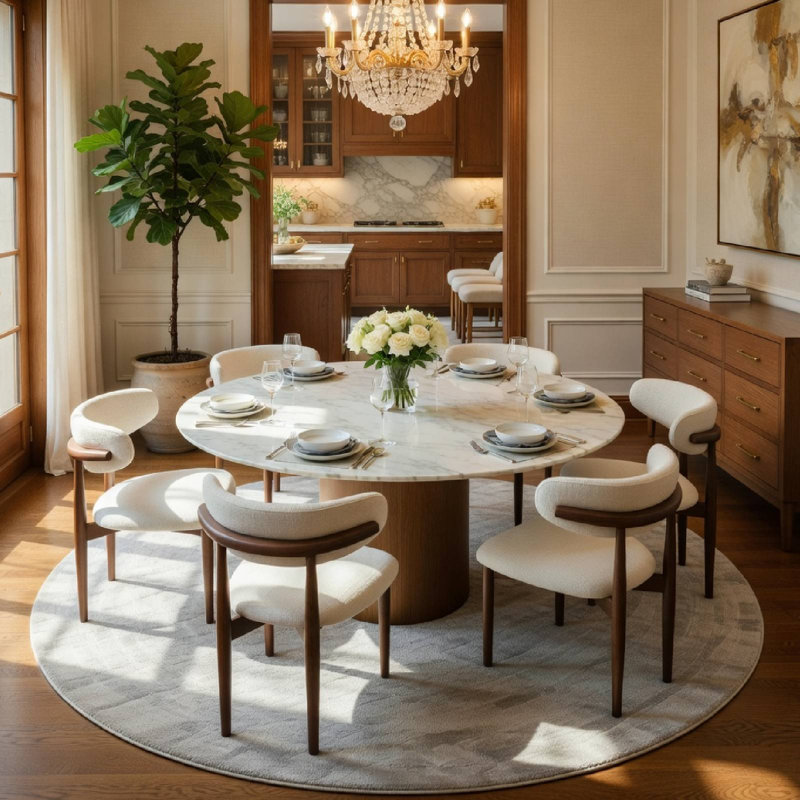 Table de salle à manger moderne en pierre frittée moderne avec base piédestal, H 29,5 po x L 59 po x l 59 po, Blanc mat