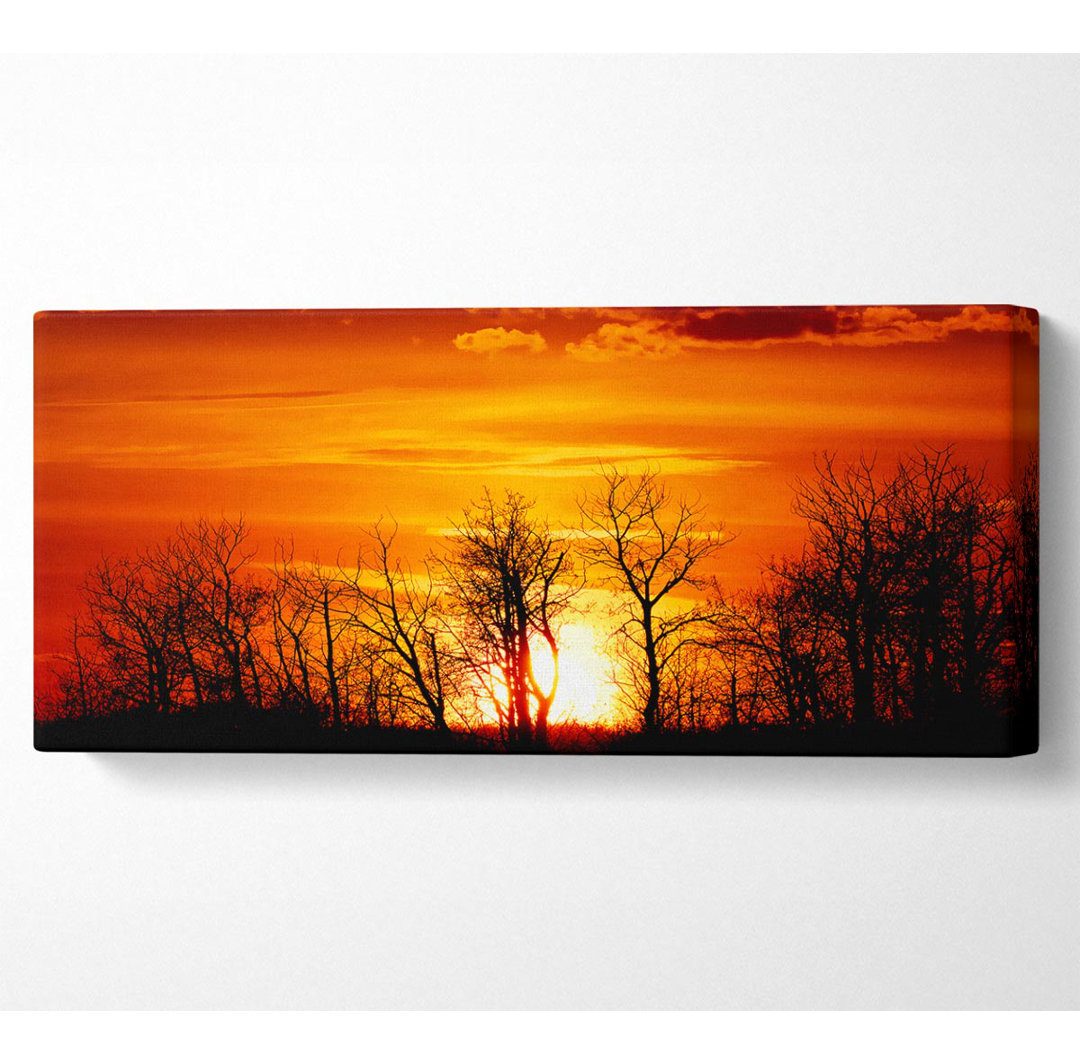 Orange Sunset Treeline - Wrapped Canvas Kunstdrucke