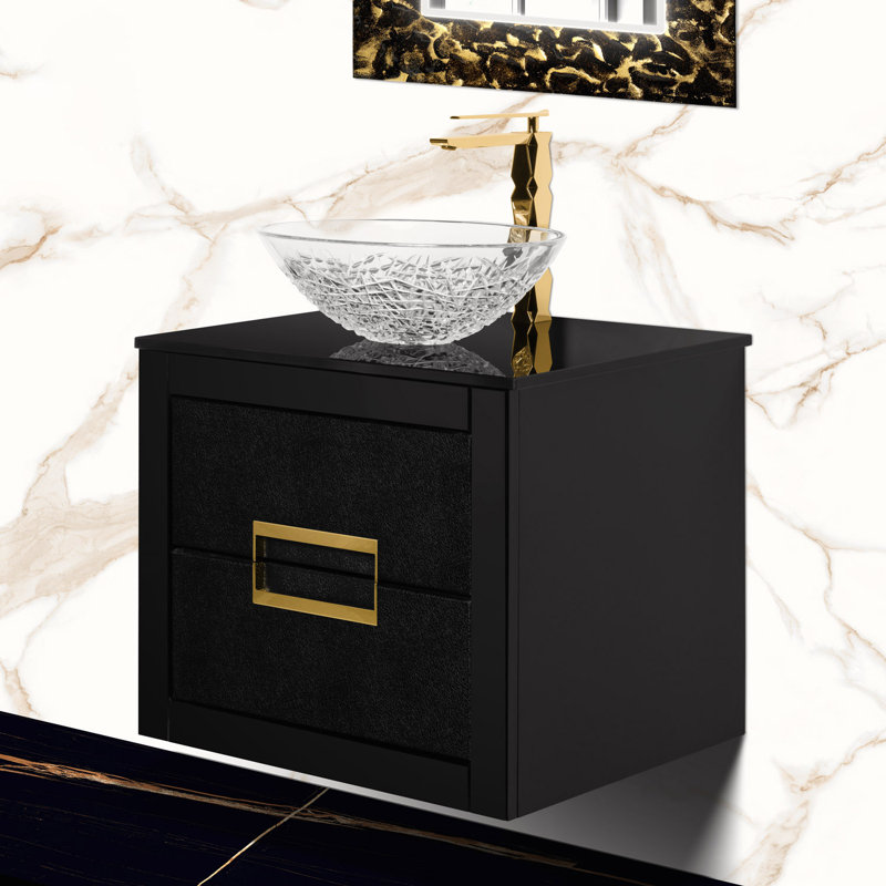 Danya 23.6'' W Single Vanity, Gold, White