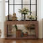 Console moderne à 2 tiroirs cannelés de 152 cm (60 po), en placage de bois naturel, idéale comme table d'appoint derrière un canapé, pour le salon, le corridor, l'entrée ou le bureau. Finition noyer.-1087737757-1087737752-1087737759