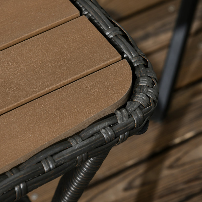 Table basse de patio avec compartiment de rangement abondant - Côté PE pour le jardin, le porche, le comptoir en bois-plastique composite à 2 couches de la cour arrière, nuance brune mixte