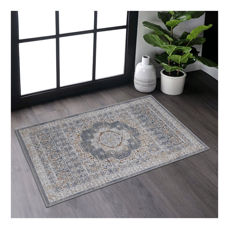 Collection Blue/Medallion Non-Shedding Living Room Bedroom Dining Home Office Stylish and Stain Resistant Area Rug
