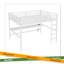 Grand lit mezzanine en métal avec prise de courant et éclairage à DEL, peu encombrant, blanc