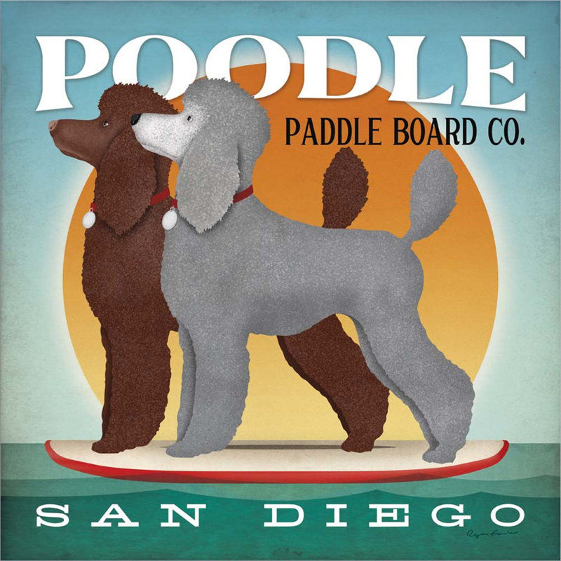 «Double Poodle Paddle Board» par Ryan Fowler - impression encadrée