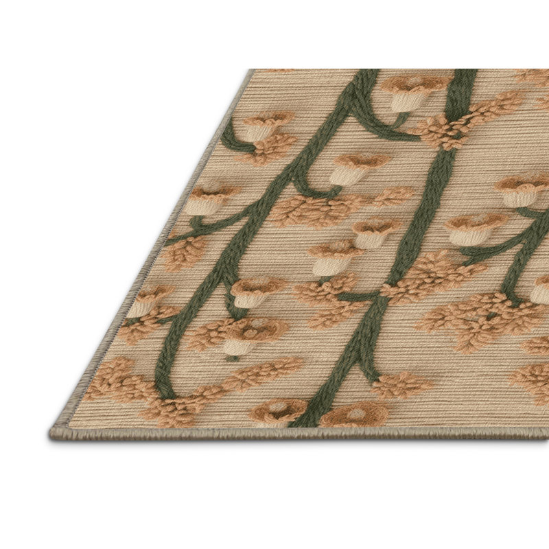 Tapis botanique brun lavable à la machine, Tapis de couloir 2 pi x 5 pi