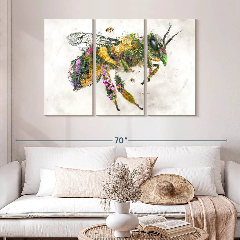 Abeille à miel Brampt, surréalisme naturel, H 32 po x l 50 po
