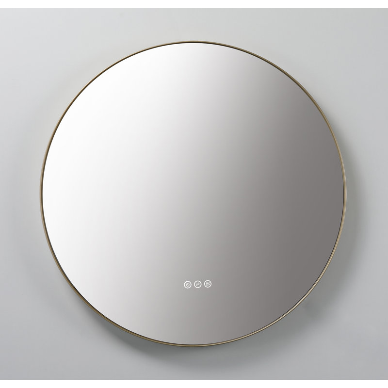 Shell LED Mirror, Gold, Round, 35.43" x 35.43"