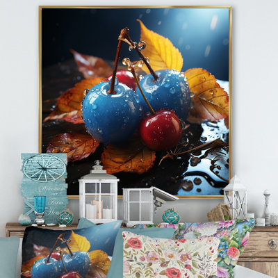 «Blue Autumnal Cherry Glass» - art mural cerise