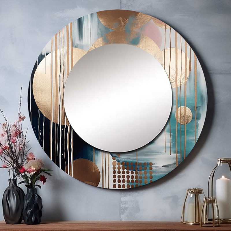 Quentel couleurs douces formes et lignes marbre V - miroir mural décoratif en marbre, 36 po x 36 po