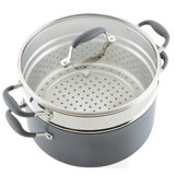 Anolon Advanced Home Hard Anodized Nonstick Wide Stockpot With Steamer Insert Set, 3-Piece,  8.5-Quart
