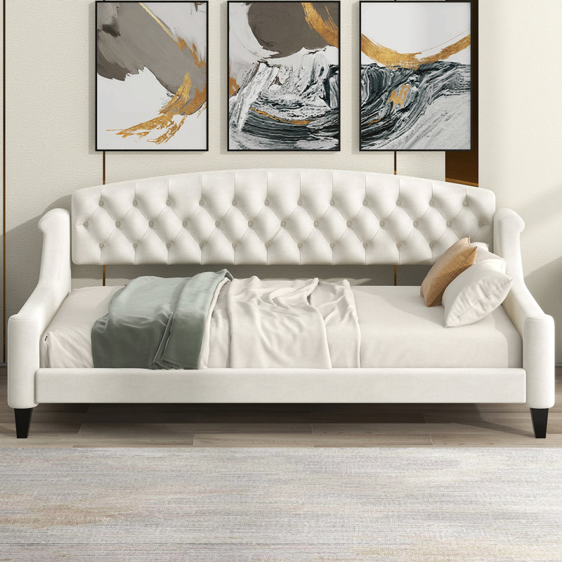 Modern Luxury Tufted Button Daybed, Twin, Beige