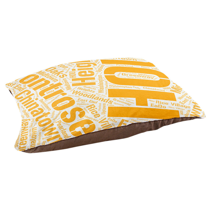 Coussin de chien « districts », Grand (l 40 po x P 30 po x H 14 po), Orange, Houston