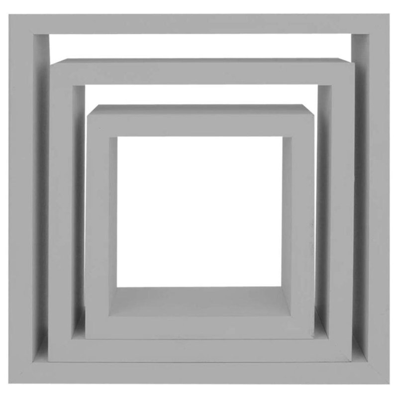 Jakeara 3 Piece Square Floating Shelf, Gray