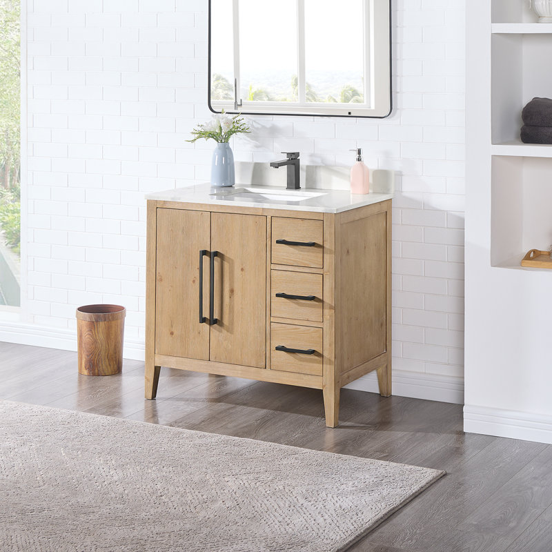Laurel 35.2" Single Bathroom Vanity Base Only, Weathered Fir