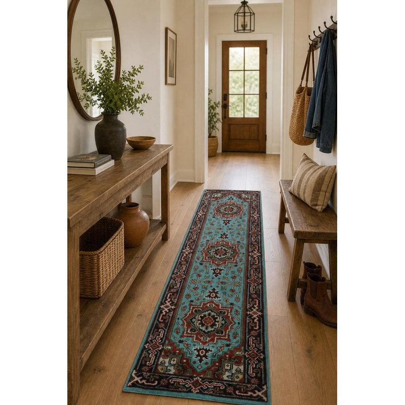 Tapis de couloir bleu turquoise 3 pi x 8 pi 8 pi 0 po x 2 pi 7 po