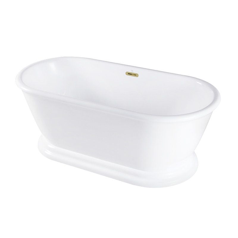 Kingston Brass Aqua Eden 60-Inch Acrylic Oval Double Ended Pedestal Tub With Drain