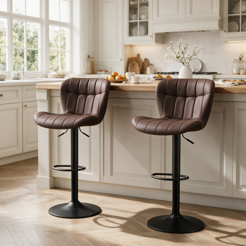 Tabouret de bar pivotant et réglable, Brun, 2