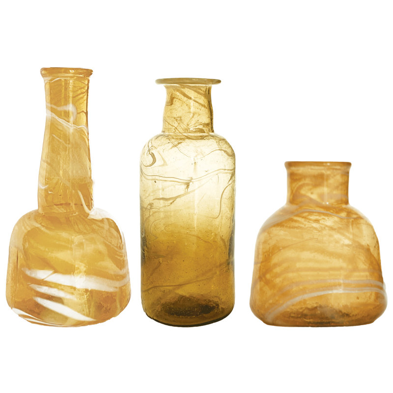 Sunlit Recycled Glass Vase Trio