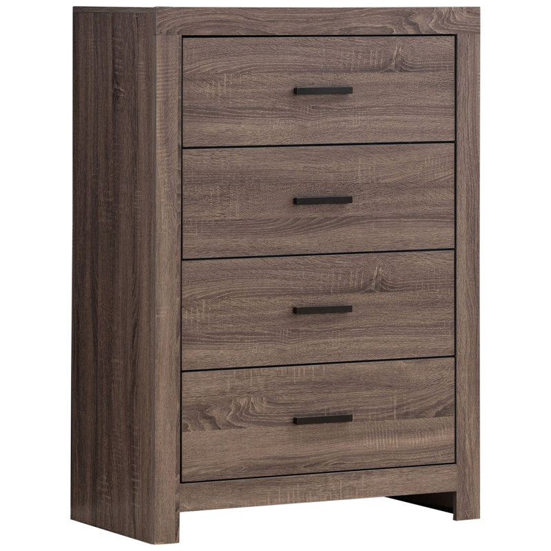 Commode rectangulaire à 4 tiroirs, Chêne