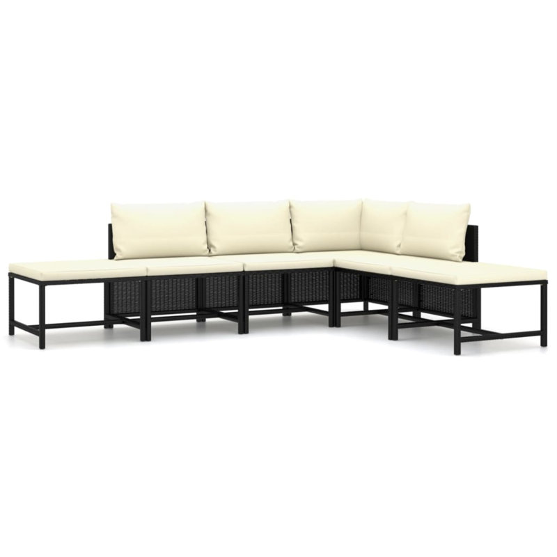 Ensemble de canapé modulaire large avec coussins Rasim, Blanc, Noir