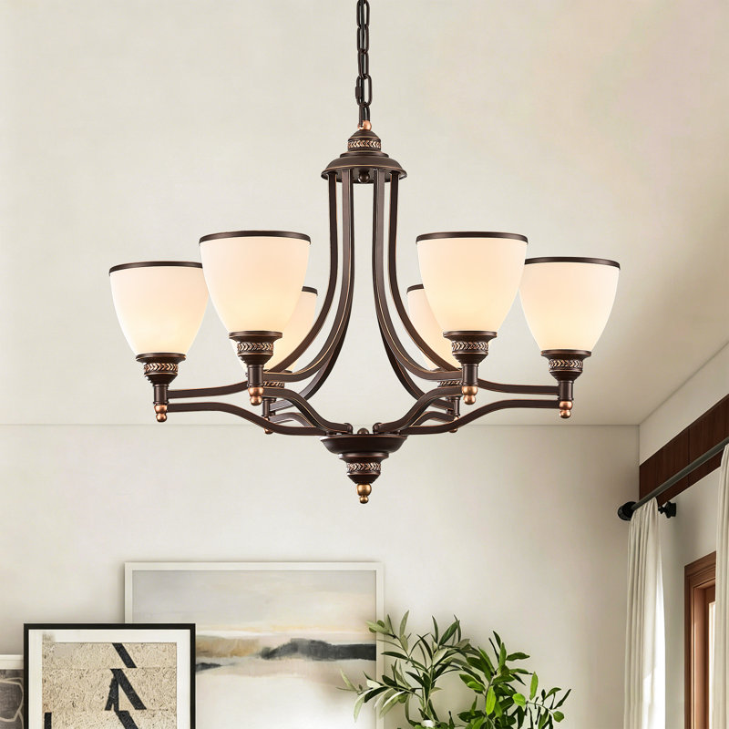 Lustre classique / traditionnel à 6 lumières, Bronze frotté à l'huile