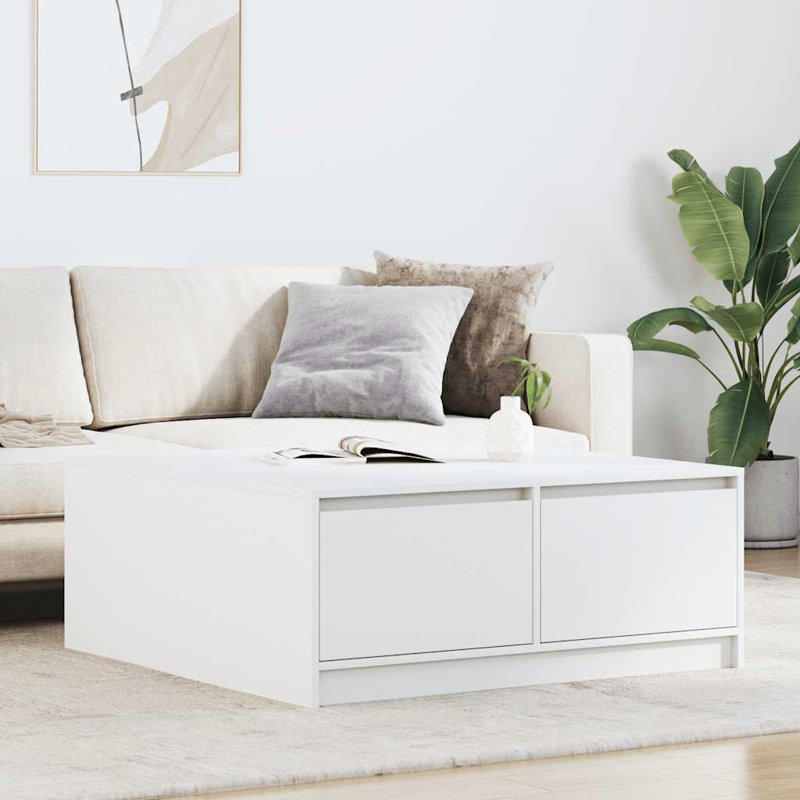 Coffee Table with Storage, 40" H x 100" L x 100" W, White