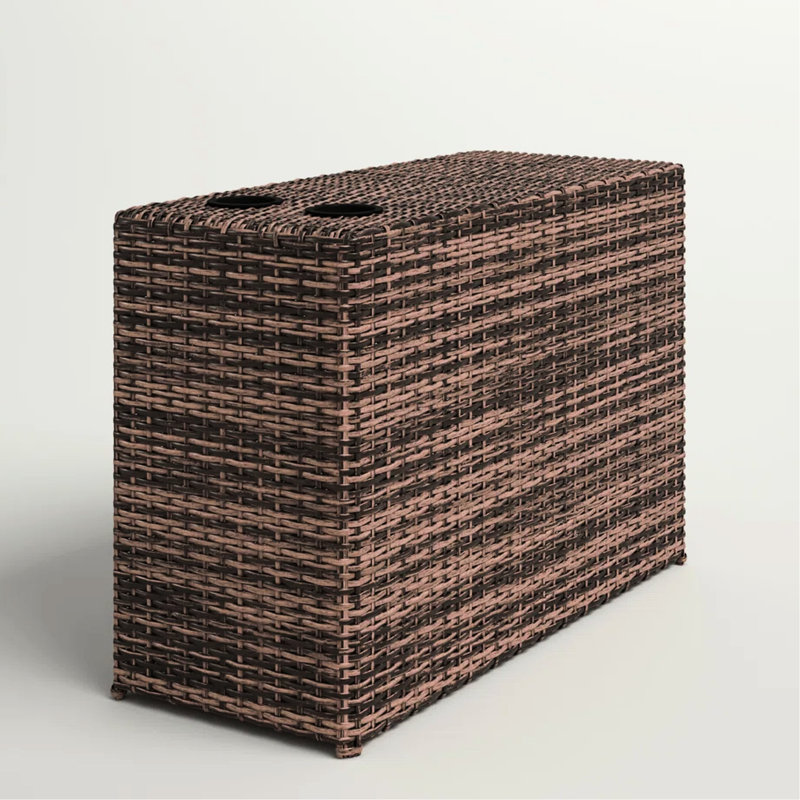 Table d'appoint d'extérieur pour la détente - To Elements, 2 poches à boisson, 13 x 33 x 22 pouces, fentes en résine brune, P 12,8 po x l 32,49 po x H 22,32 po
