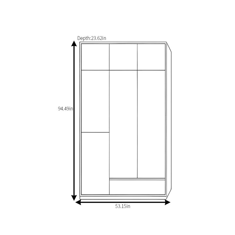 Armoire classique classique noyer noir, H 94,49 po x l 53,15 po x P 23,62 po