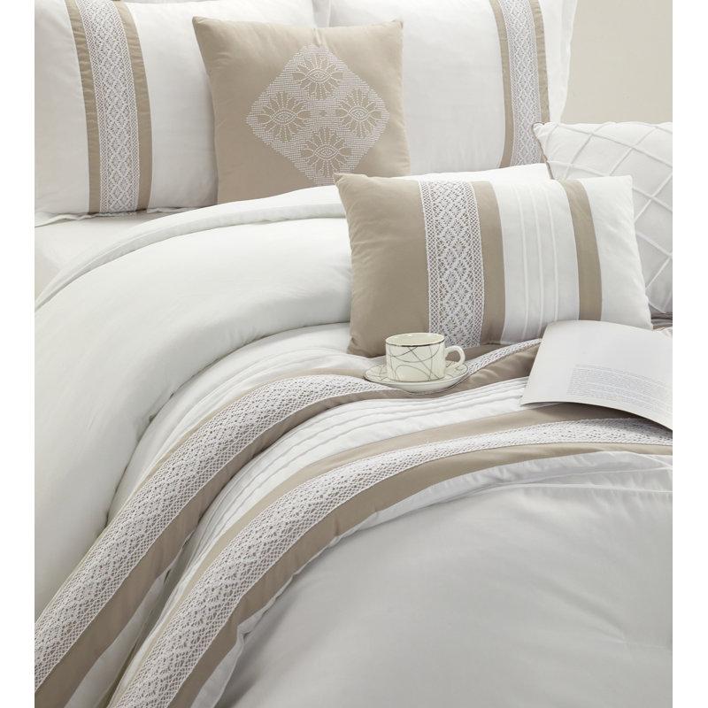 Ensemble d'édredon 7 pièces Durango, Édredon de grande taille et 6 pièces supplément, Taupe