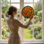 Vitrail de vitrail à motif floral 7,8 po H-1359798150