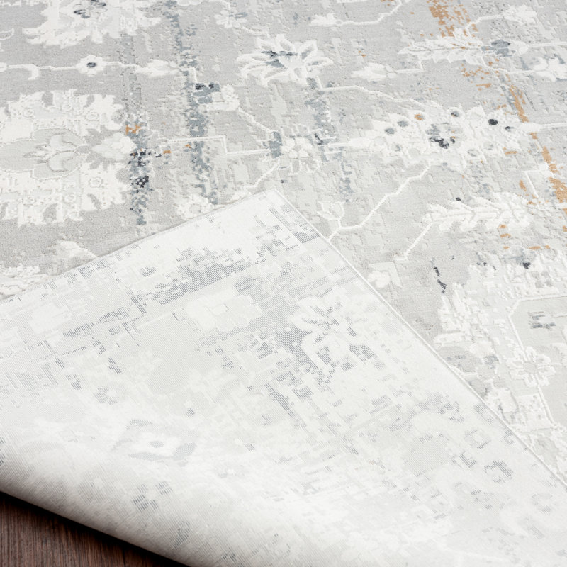 Hublersburg Floral Area Rug in Gray, Runner 2'6" x 8'