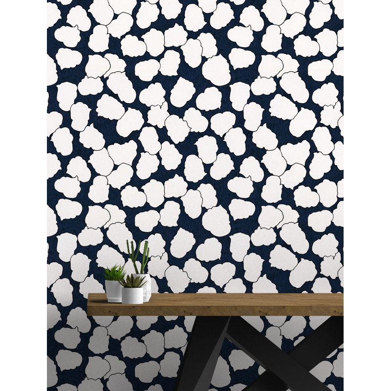 Armes Abstract Wallpaper by Susan Hable, Navy/White