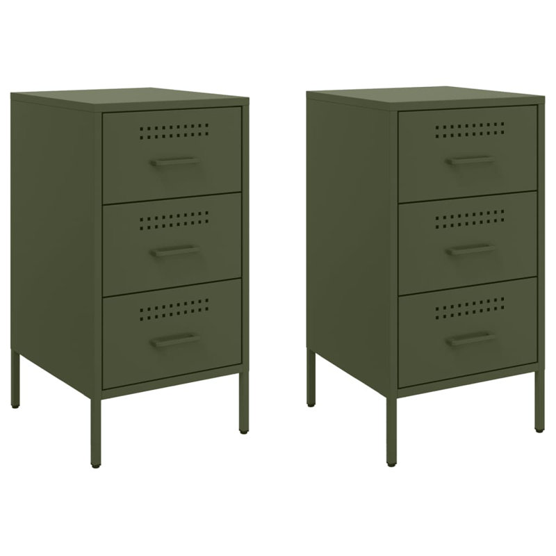 Bedside Cabinets 2 pcs 36x39x68 cm Steel, Olive Green