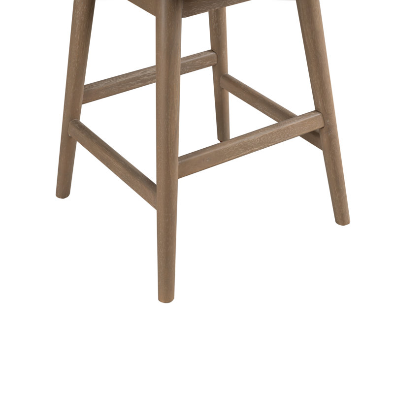 Tabouret de bar pivotant rembourré en bois massif avec siège en tissu Wasserman, Bois délavé, 4