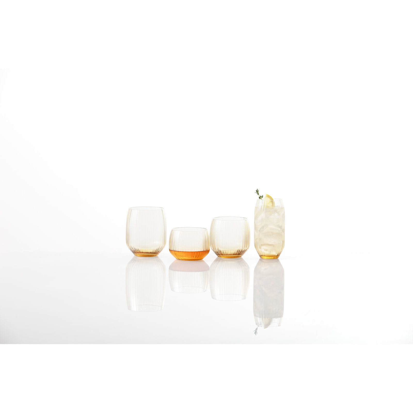 Ribbed Highball Glass, 13 fl oz, Textured Ginger Gold