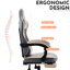 Fauteuil de jeu de conception ergonomique avec repose-pieds et support lombaire à hauteur réglable de 300 lb, bleu, beige et roues silencieuses