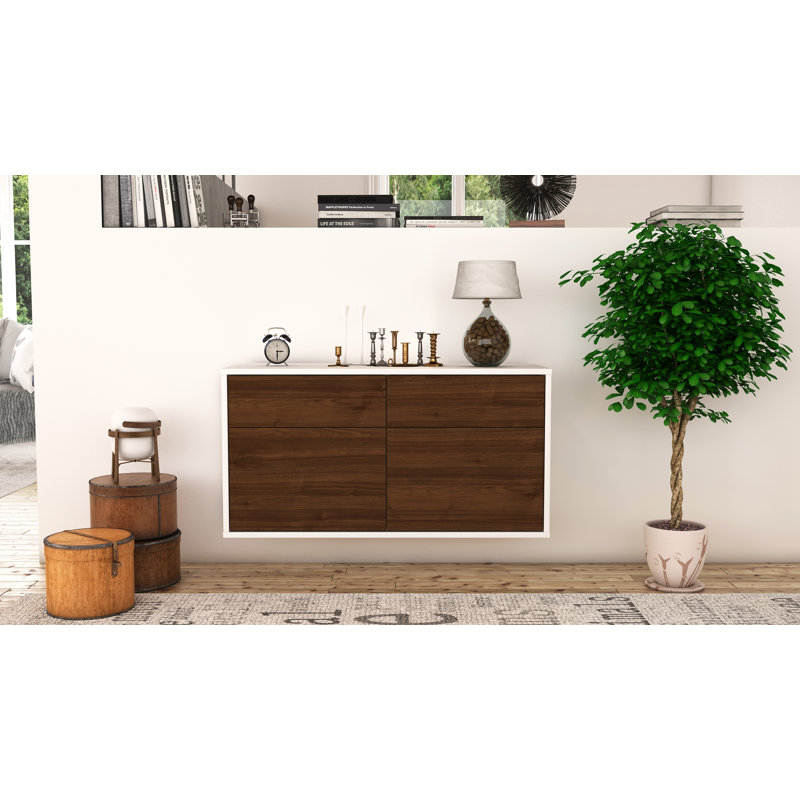 Romsley Unfinished Floating TV Stand, Walnut