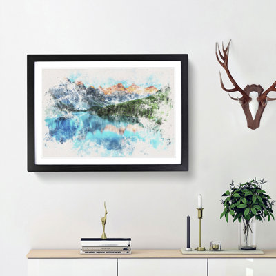 Banff National Park in Alberta Canada Watercolour - Picture Frame Graphic Art Print