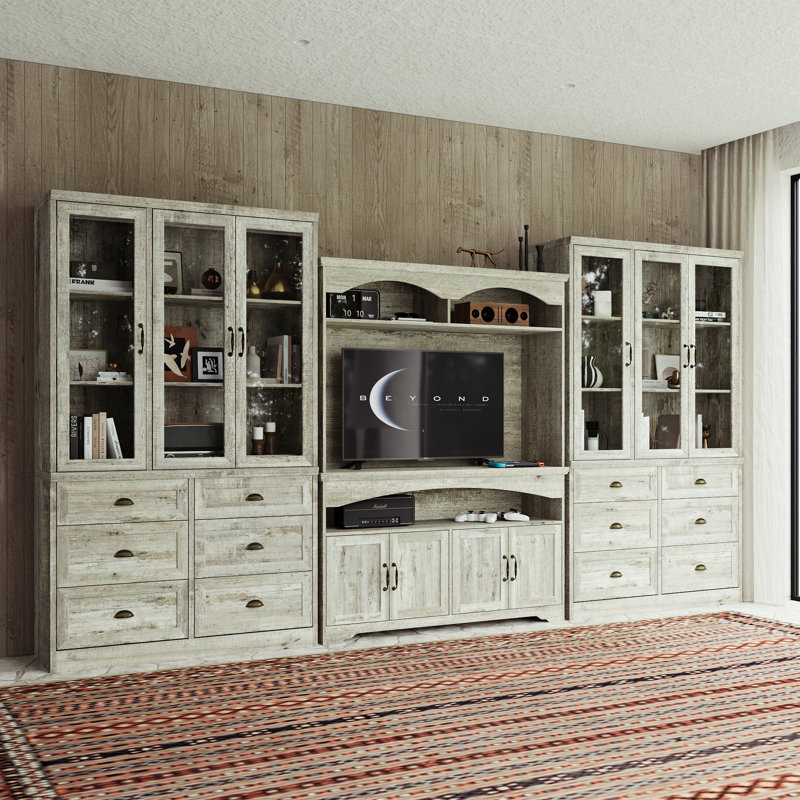 Entertainment Center With Strong Storage And Wood Grain Finish