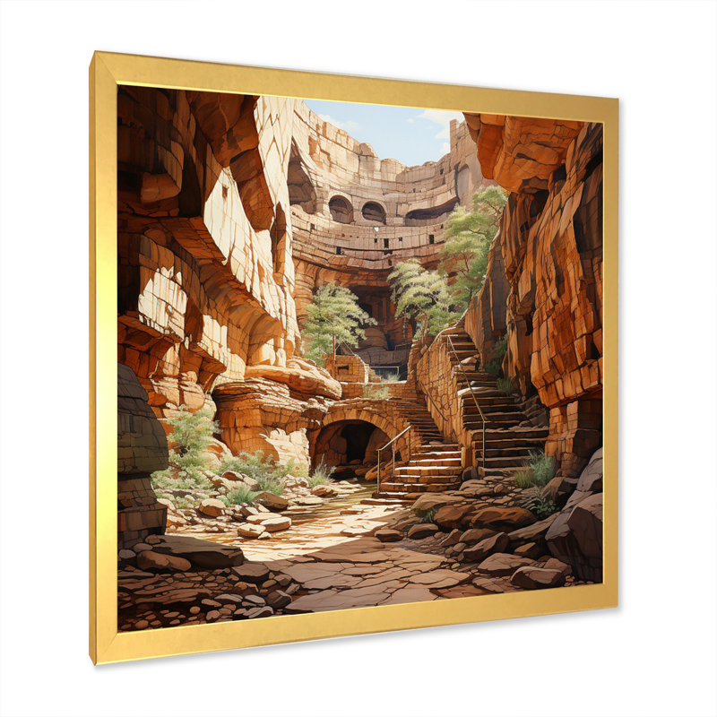 Canyon Pointillism I, Cadre doré à une seule photo, H 16 po x l 16 po x P 1 po
