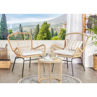 Outdoor Frisch All Weather Wicker 2 - Person Seating Group with Cushions