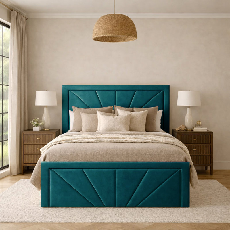 Phoenix Modern Upholstered Bed Frame , Double (4'6), Mallard