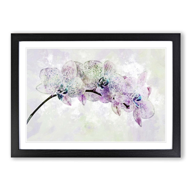 Colourful Orchids in Abstract - Picture Frame Graphic Art Print on MDF, 36cm H x 48cm W x 2cm D, Black Framed