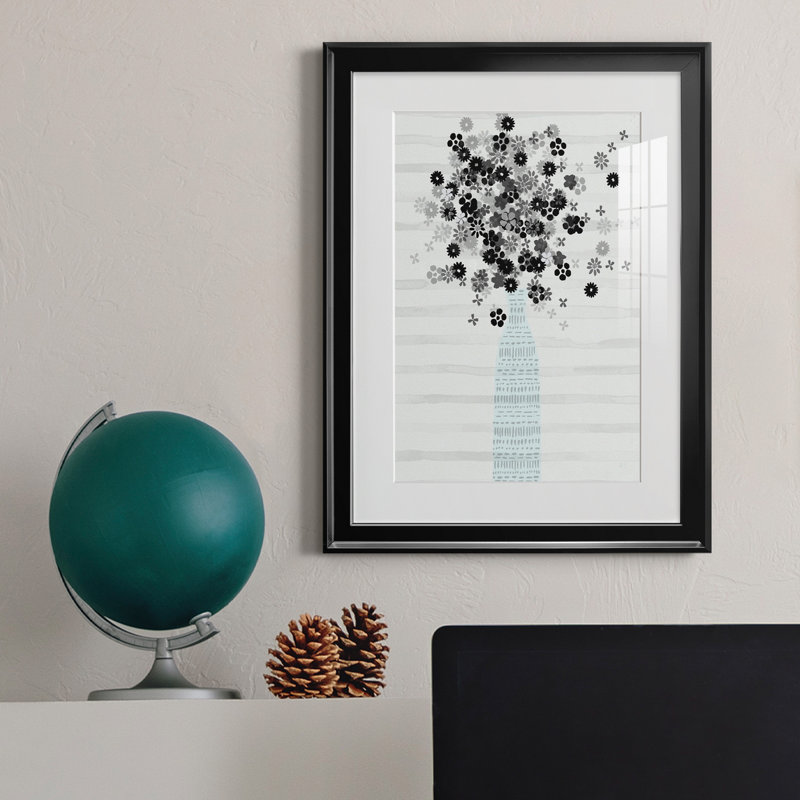 Bouquet de noir et blanc - Cadre photo, reproduction d'art sur papier, H 22,5 po x l 30,5 po x P 1,5 po, Noir