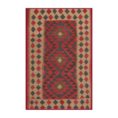 Tapis contemporain brun / rouge cramoisi / noir