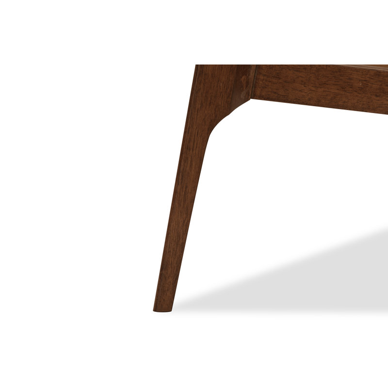 Cue Ottoman White Dark Walnut, White